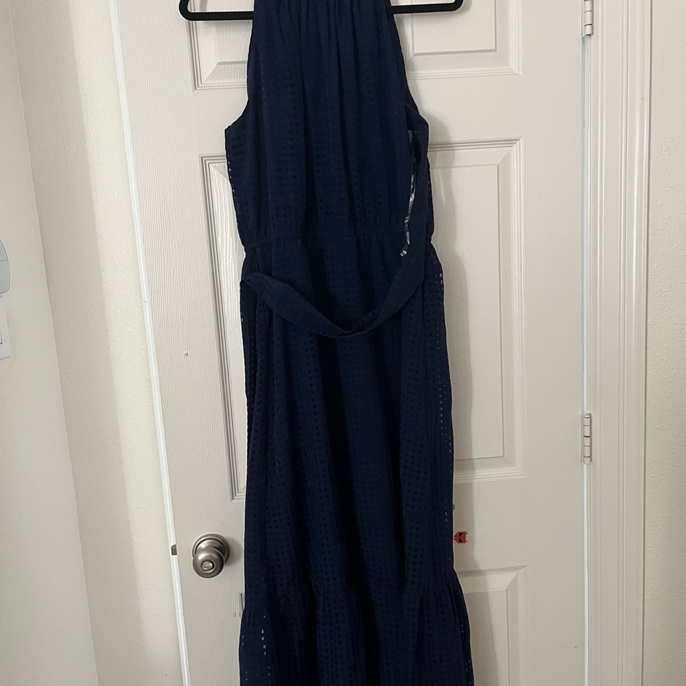 Anne Klein Chic Halter Navy Dress